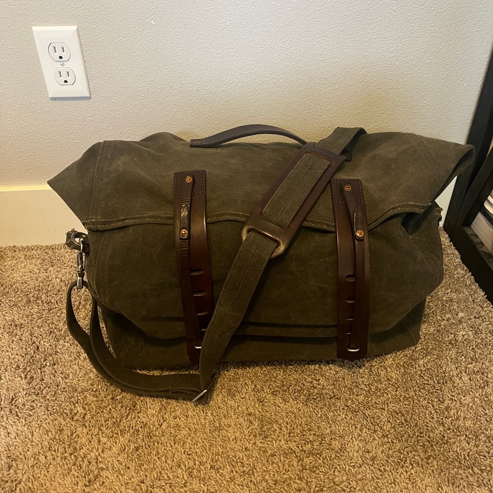 Saddleback Leather Weekender Waxed Rolltop Canvas Bag